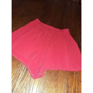Small Vintage Antonio Moreno Miami Red Crepe High Rise Elastic Waist Shorts